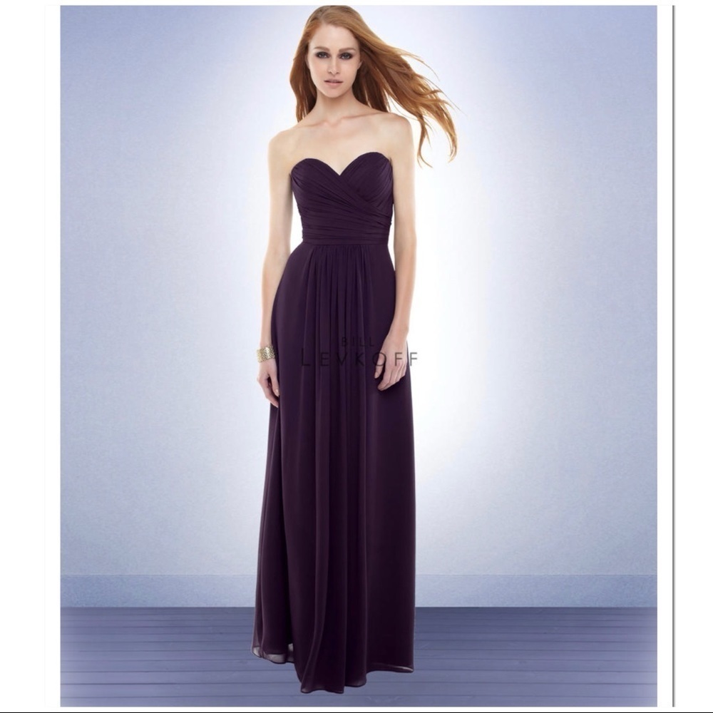 Bill Levkoff purple strapless maxi dress sweetheart neckline size 6